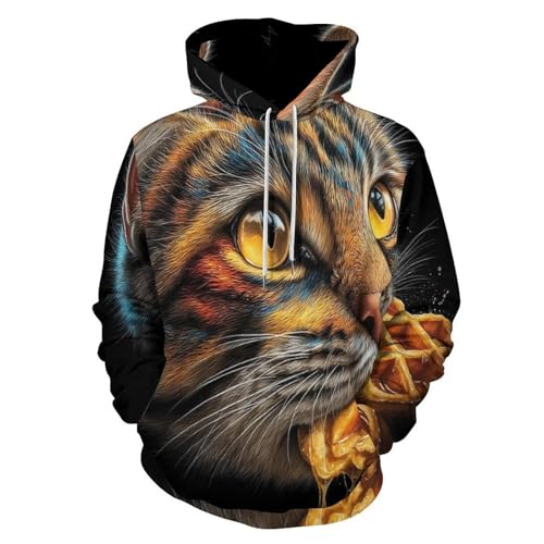 Sweat à capuche chat gaufre pour homme et femme pull streetwear grande taille