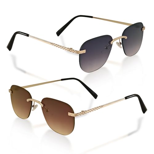 Rimless Square Sunglasses Frameless Modern Eyewear for Women Men Romantic Outings Vacation Style High Street Fashion