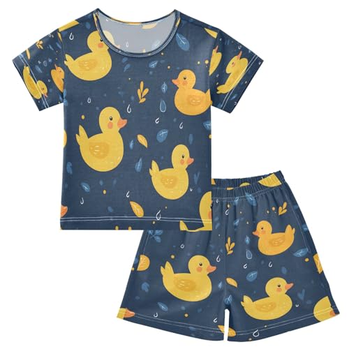 senya Duck Cartoon Swimming Summer Pajamas Set Short Cotton Sleepwear 2 Piece