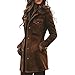 Rianclud Faux Suede Jacket Women Brown Retro Faux Leather Jackets Military Utility Safari Jacket Shackets Long Coats Outwear