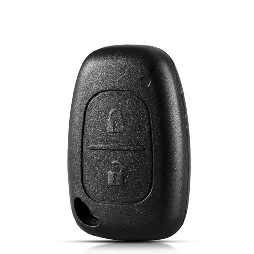 AUTOZOCO Carcasa Mando Llave del Coche 2 Botones Compatible con Renault Trafic,Renault Master,Movano,Nissan Interstar,Primastar,Kangoo,Opel Vivaro,Botones de Abrir,Cerrar,Sin Zócalo de Pila