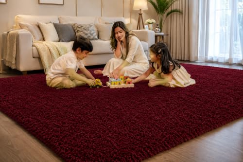 Image of Shaggy Carpet 3x5 Ft for Living Room & Bedroom (Maroon)
