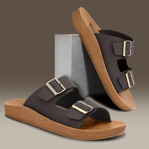 Image of BRUTON Stylish Eco-Friendly Slippers Light-Weight Slipper for Men (FLP-1113-TAN /BRWN-10 PT)
