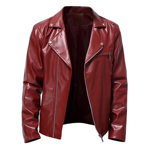 Veste en cuir courte avec fermeture éclair asymétrique coupe-vent pour motards