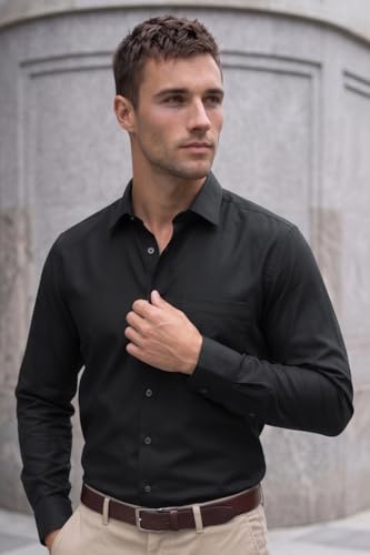 Image of Louis Philippe Men's Slim Fit Easy to Iron Everyday wear Premium Cotton Full Sleeve Solid Formal Shirt