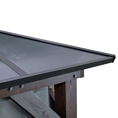 LOPOO 10' x 13' Hardtop Wood Gazebo for Patios with Polycarbonate Roof, Privacy Curtains, and Mosquito Netting - Image 2