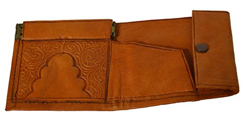 Treasures Of Morocco Moroccan Handmade Wallet Credit Card Leather Coin Change Pocket Small Orange4