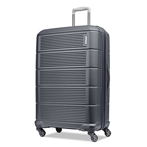 Image of American Tourister Stratum 2.0 Expandable Hardside Luggage with Spinner Wheels, 28-Inch Checked-Large, Charcoal