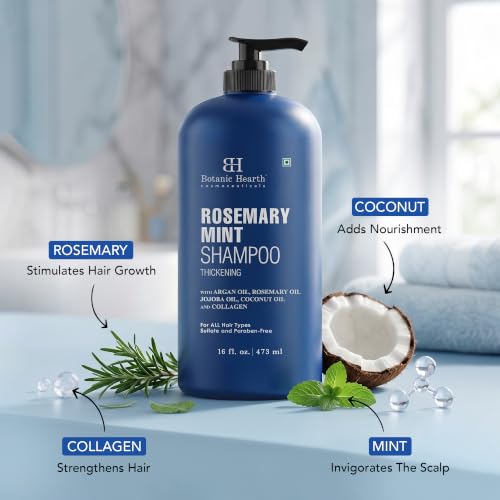Image of Botanic Hearth Rosemary Mint Shampoo Thickening Formula, Promotes Hair Growth and Scalp Health Sulfate Free & Paraben Free, for Men & Women | 16 fl oz