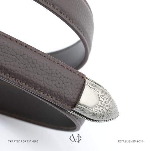 CRAFTMEMORE Western Leather Belt – 3/4" Wide, Genuine Cowhide with Pebbled Finish, Oxidized Buckle HRB13