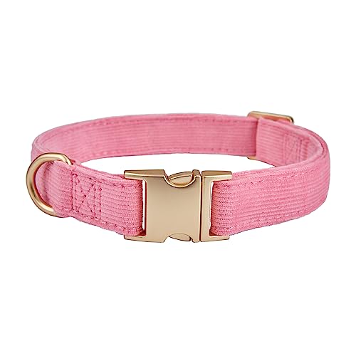 YUDOTE Collier chien coton doux boucle métal rose, Small