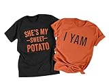 She's My Sweet Potato I Yam T-Shirt Couples Holiday Matching Shirts for Husband and Wife Casual Short Sleeve Tops