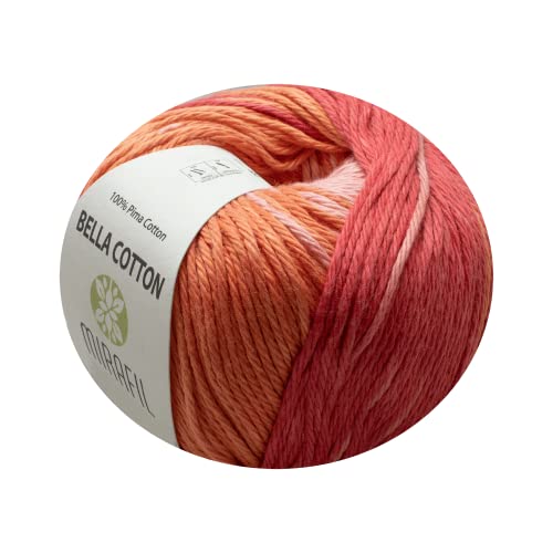 3 Pack Mirafil Bella Cotton, Variegated Colors, 100% Pima Cotton Yarn 50 G (1.76 Oz) / 85 M (92 Yd), Yarn Weight: 4 : Worsted-Aran (Multicolored) #TOP4