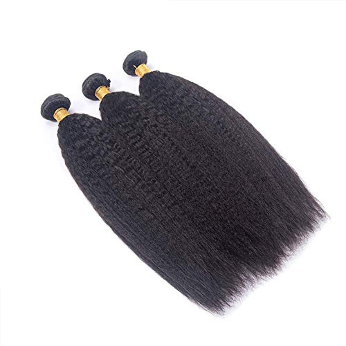 Yaki Straight Hair Bundles Human Hair 3 Bundles Natural Black 20 22 24 Inch Brazilian Virgin Kinky Straight Human Hair Weave 100% Unprocessed Remy Hair Extensions