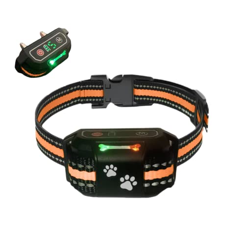 Dog Bark Collar- Rechargeable Collar- Humane, Optional No Shock Barking Collar- with Vibration & Beep- Bark Collar for Small, Medium & Large Dogs- Anti Barking Collar (Orange)
