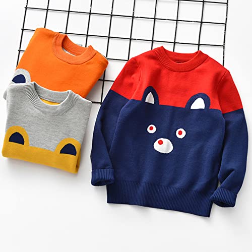 Toddler Kids Sweaters Baby Boys Girls Knit Sweater Warm Long Sleeve Crew Neck Pullover (Grey, 6-7 Years)4