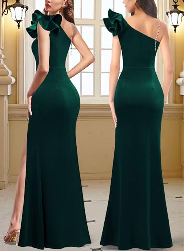 Image of VFSHOW Womens Ruffle One Shoulder Formal Prom Gala Maxi Dress Evening Gown