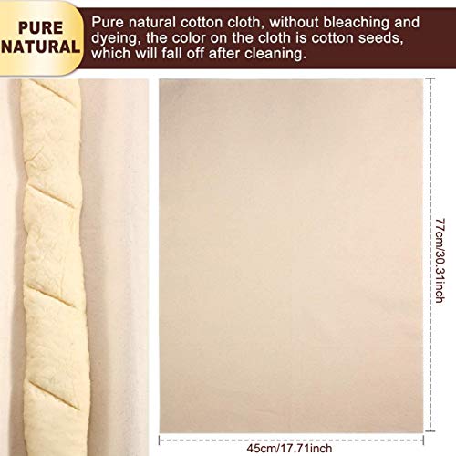 Medium Professional Bakers Dough Couche (30\'\' × 18\'\')- Inch Linen Pastry Cloth for Baking Baguette, with Bread Lame and Replaceable 5 Blades,including Leather Protective Cover