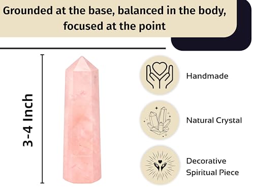 Image of Crystal Heaven Certified Star Rose Quartz Crystal Tower Obelisk Point For Chakra, Healing And Balancing - Aaa Grade Original Certified Gemstone Agate For Reiki Meditation Yoga Spiritual (3-4 Inches)