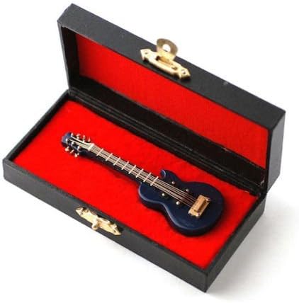 Miniature Blue Gibson Electric Guitar Miniature 1/12th Scale Musical Instrument In Black Vinyl Case With Metal Clasp