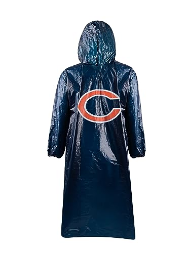 Image of NFL Waterproof Rain Poncho for Adults, Sporty, Elastic Sleeves and Drawstring Hood, Unisex Rain Coat