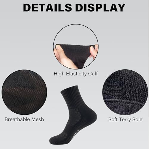 Men's Crew Socks Cotton Breathable Sweat-Absorption Athletic Socks for Men Boy Outdoor Casual Activity Cushioned Performance Workout Wear-resistant Sports Socks for Feet Size 6.5-11,6 Pairs One Set 5
