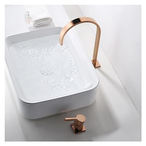 Mitigeur de salle de bain or brossé haut de gamme avec jet cascade pour vasque - 6