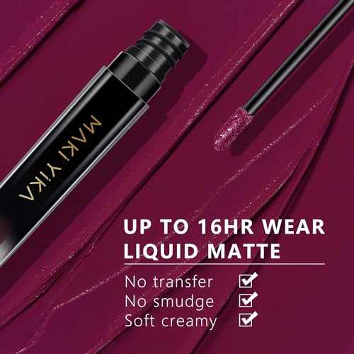Image of MAKI YIKA Dark Purple Lipstick Matte for Women Long Lasting Lipsticks