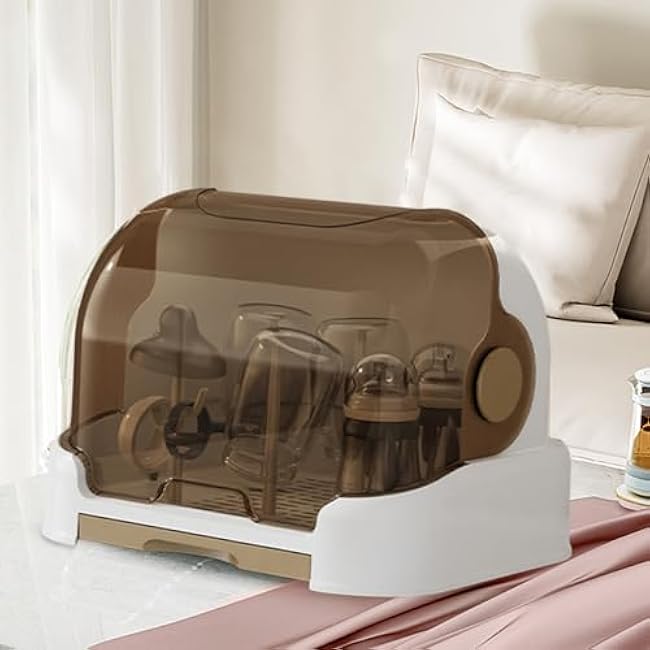 Babies Bottle Countertop Drying Rack,Dustproof Bottle Storage with Cover - Good Sealing Protection Durable Countertop Rack for Bottles Teats Cups