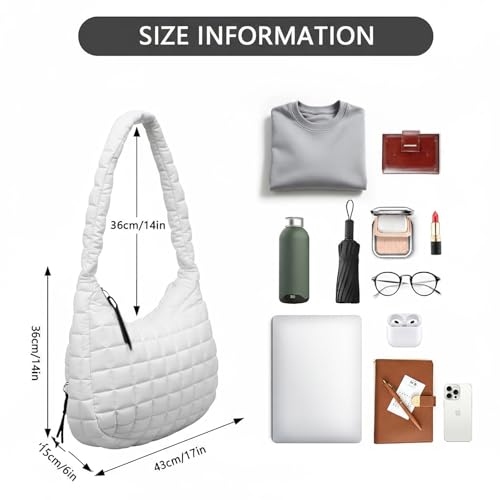 Bolso tote acolchado tipo puffer para mujer, bolso cruzado ligero de nailon, bolso hobo suave y amplio para llevar a mano o al hombro miniatura 6