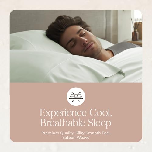 Image of 100% Organic Cotton Pillow Cases Queen Size Set of 2-100% Cotton Pillowcases GOTS Certified 300 Thread Count - Naturally Cooling Comfortable Breathable & Soft Pillow Cases (Pastel Green, Queen)