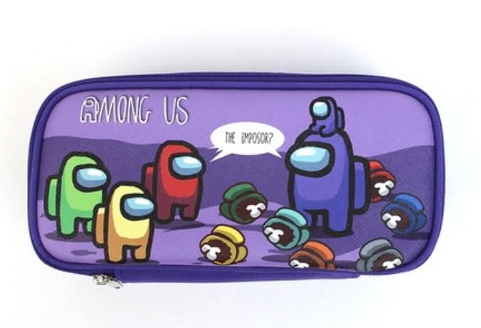 Generic Among Us Extra Large Size Pen and Pencil Pouch Multi Purpose Pouch Pen Case (Purple)