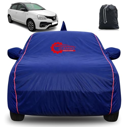 Image of 100% Waterproof Car Cover for Toyota Liva | All-Weather, Dustproof & UV Protection | Heavy-Duty 3-Layer Fabric | Custom Fit with Mirror & Antenna Pocket | Navy Blue