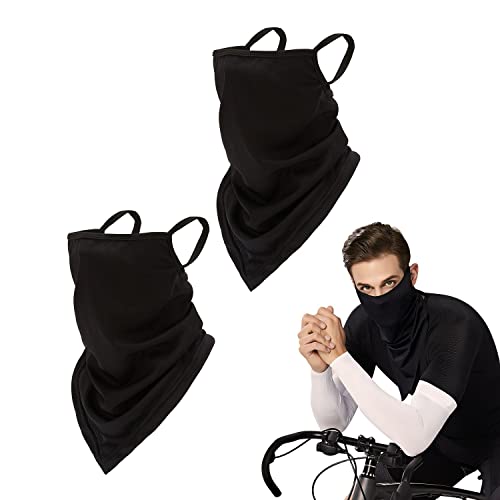 Lot de 2 unisexe Bandana masque facial écharpe cagoule cache-cou chiffon anti-poussière lavable vent moto masque femmes hommes protection UV réutilisable housse respirante cyclisme en plein air