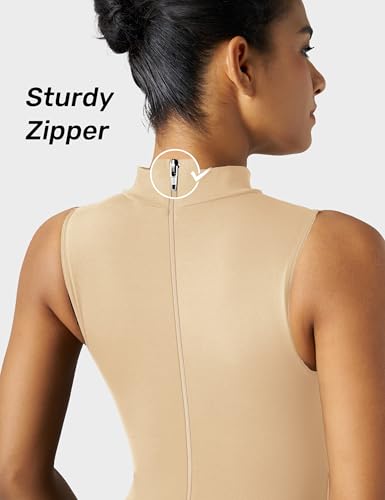 Image of speerise Women Sleeveless Turtleneck One Piece Romper for Yoga Workout Jumpsuit with Tummy Control Bodysuit