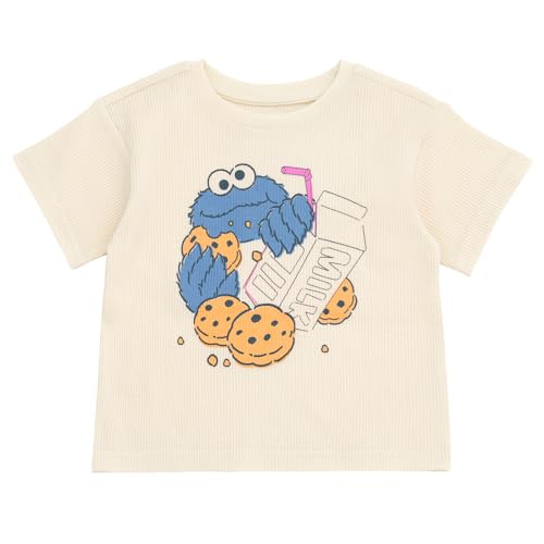 Image of Sesame Street Waffle Knit T-Shirt and Shorts Outfit Set Newborn to Little Kid Sizes (0-3 Months - 5)