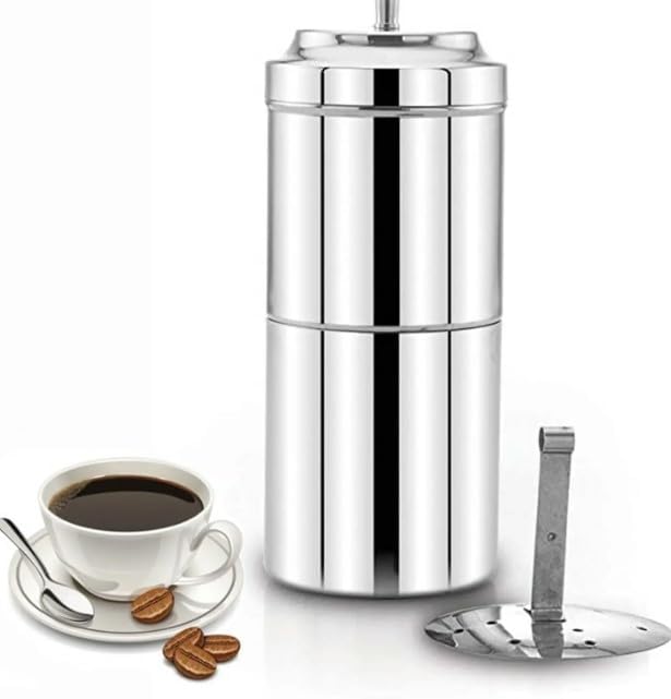 Image of Tudoccy Stainless Steel South Indian Filter Coffee Maker 150 ml | Traditional Madras Kaapi Drip Brewer | Small Coffee Filter for 1-2 Cups | Home & Kitchen Decoction Maker