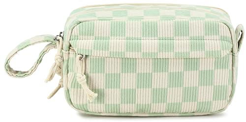 Image of Bluboon Big Capacity Pencil Case Pencil Pouch Pen Case School Supplies Cute Pencil Box Pencil Bag for Teen Girls Boys Women Man (Green White Checkered)