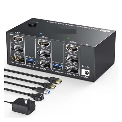 Conmutador KVM DisplayPort 3 monitores 8K 4K 144Hz USB