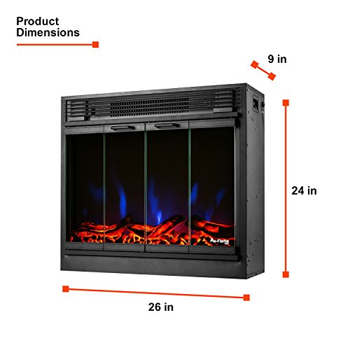 e-Flame USA Montreal 26-inch LED Electric Fireplace Stove Insert with Remote - 3-D Log and Fire Effect