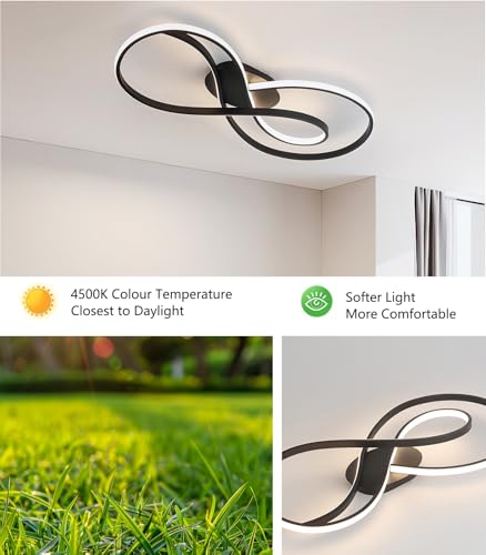 Éclairage de salon sans éblouissement avec le plafonnier LED arc variable télécommandé