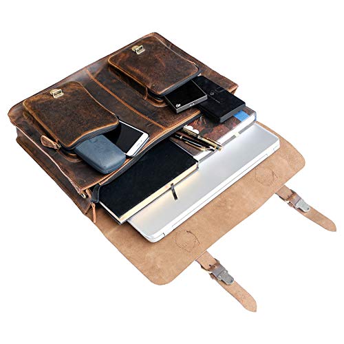 Vintage Handmade Leather Messenger Bag Laptop Briefcase Computer Satchel Bag for Men (18 Inches) - Thumbnail 6