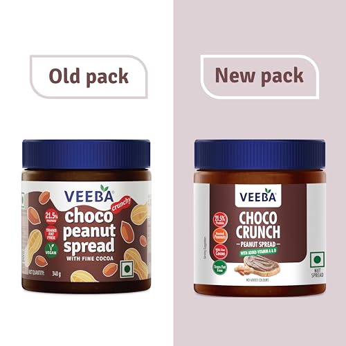 Image of Veeba Choco Crunch Peanut Spread with added Vitamin A&D (340g) (Pack of 2)