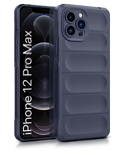 Image of WOW IMAGINE Ultimate Silicon Back Cover Case for Apple iPhone 12 Pro Max | Military Grade Drop Protection Shockproof Bumper | Anti-Slip Grip | Scratch Proof Micro-Fibre Cloth Inside (Deep Blue)