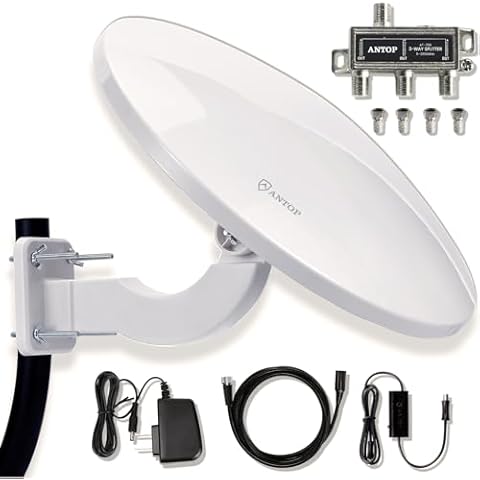 ANTOP UFO Amplified HDTV Antenna 65 Miles Omni Directional Cover