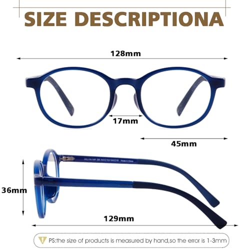 Image of 2Pack Oval Blue Light Glasses for Kids Gaming Computer Glasses for Girls Boys Age 3-10, Anti Blue Ray TR90 Eyeglasses