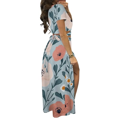 Image of MESLIMA Two Piece Dresses Sets for Women Summer Boho Maxi Dresses