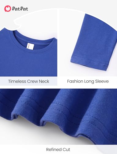 Image of PATPAT Boys Long Sleeve Shirts Cotton Solid Crew Neck Basic Shirts 5-16 Years