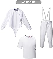 Vista 6 de Traje de uniforme de esgrima, chaqueta clásica para mujer, pantalones, chaleco para sable de espada (mano derecha), Blanco