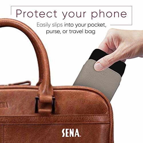 Sena Leather Phone Sleeve Cell Phone Pouch For Iphone 14 Plus/Iphone 14 Pro Max, Full-Grain Leather Cellphone Sleeve Lightweight, Slim Profile, Featuring A Soft Microfiber Lining, Taupe (Sfd51604Us) #TOP4